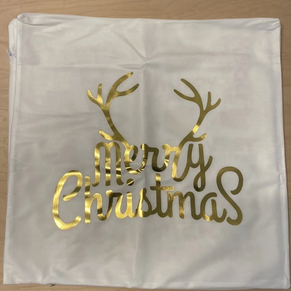 Christmas Pillow Covers, 4 Pack of Golden Snowflakes, 18 x 18 inches